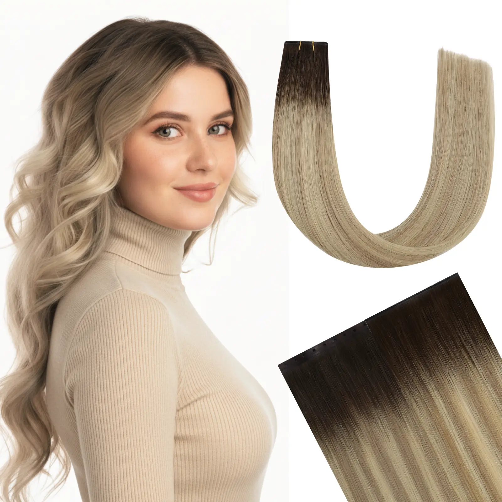 Virgin XO Invisible Weft Butterfly Weft Extensions Blonde #2/18/22
