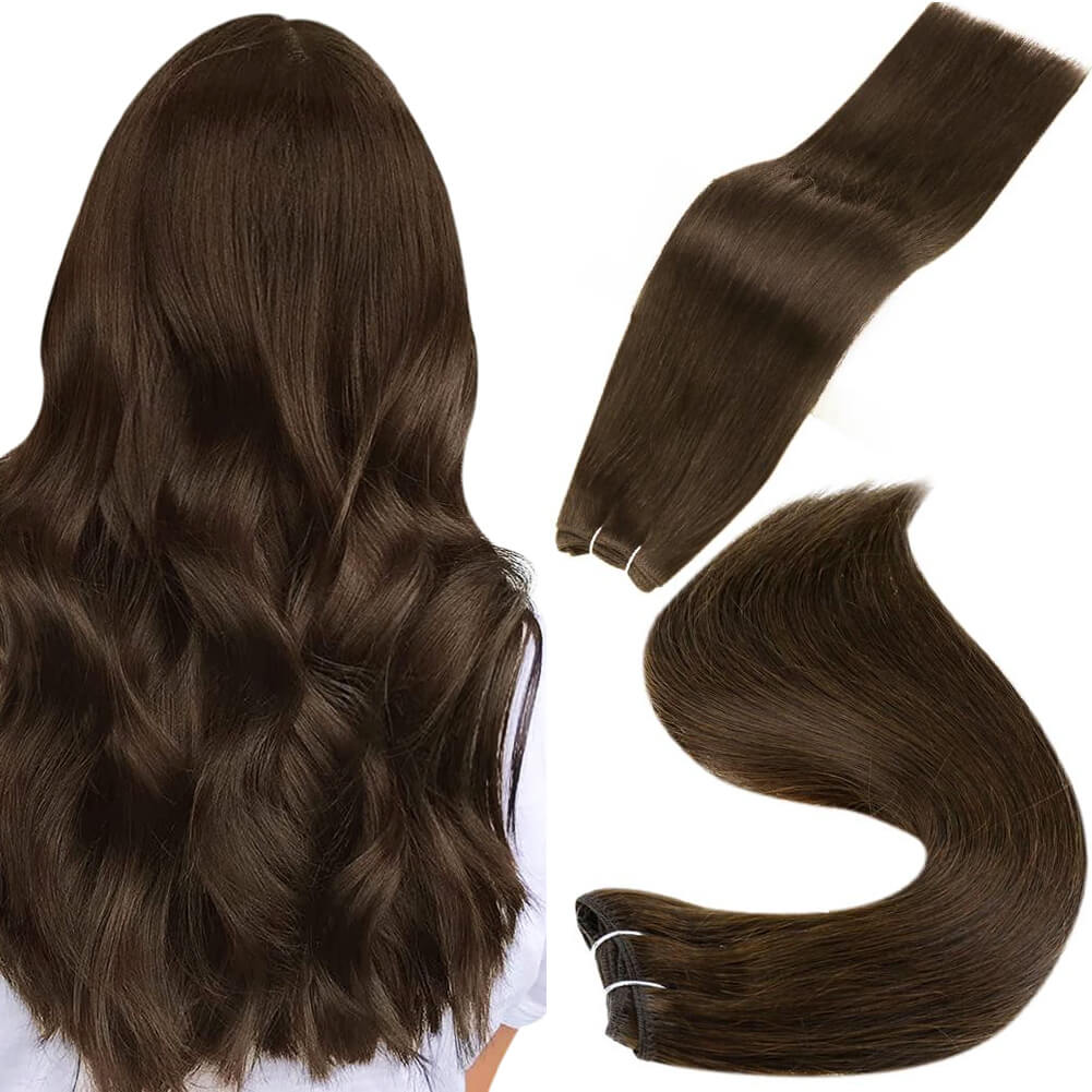 Sew In Hair Weft Bundles 100% Remy Human Hair Brown (#4)
