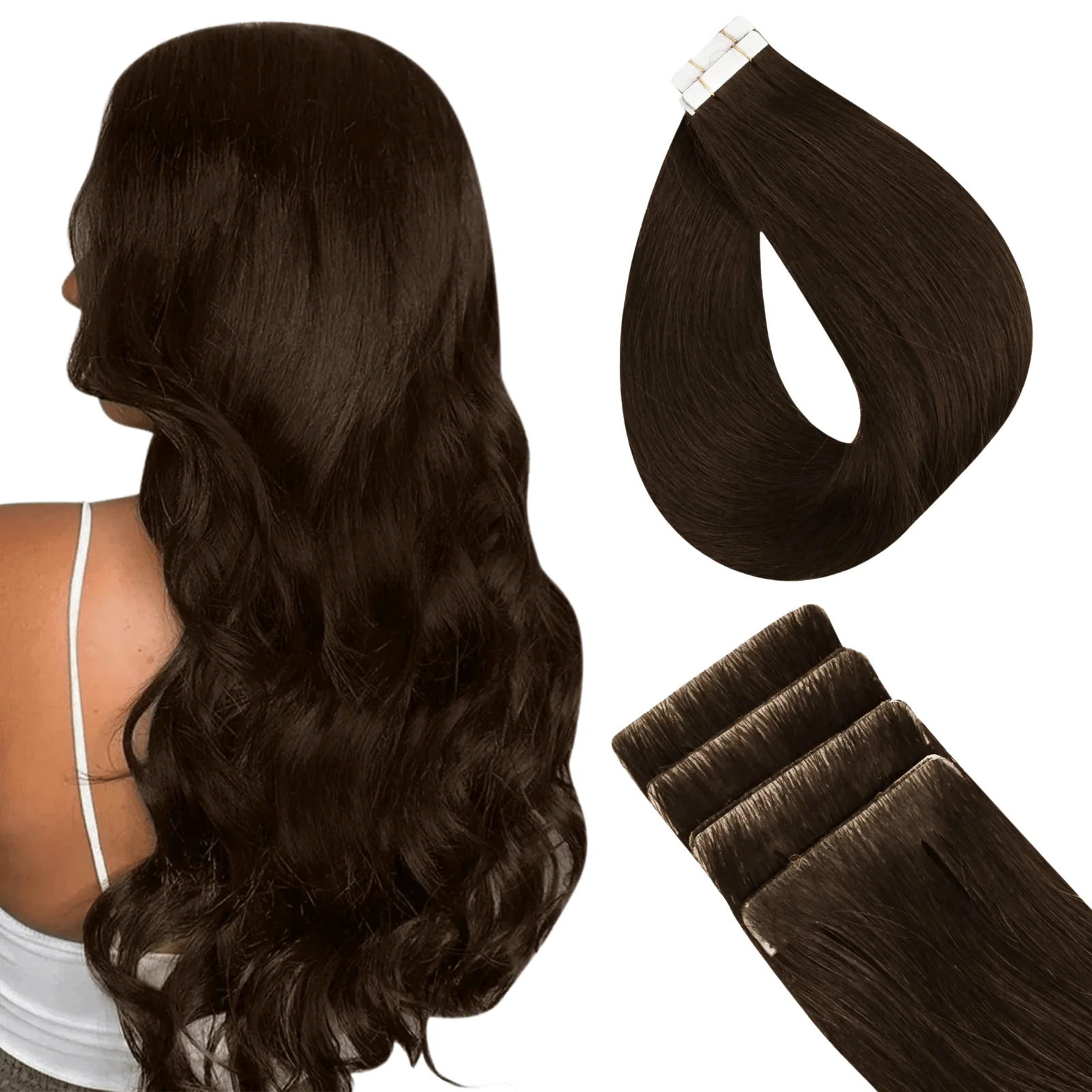 Brown Virgin Tape-in Extensions