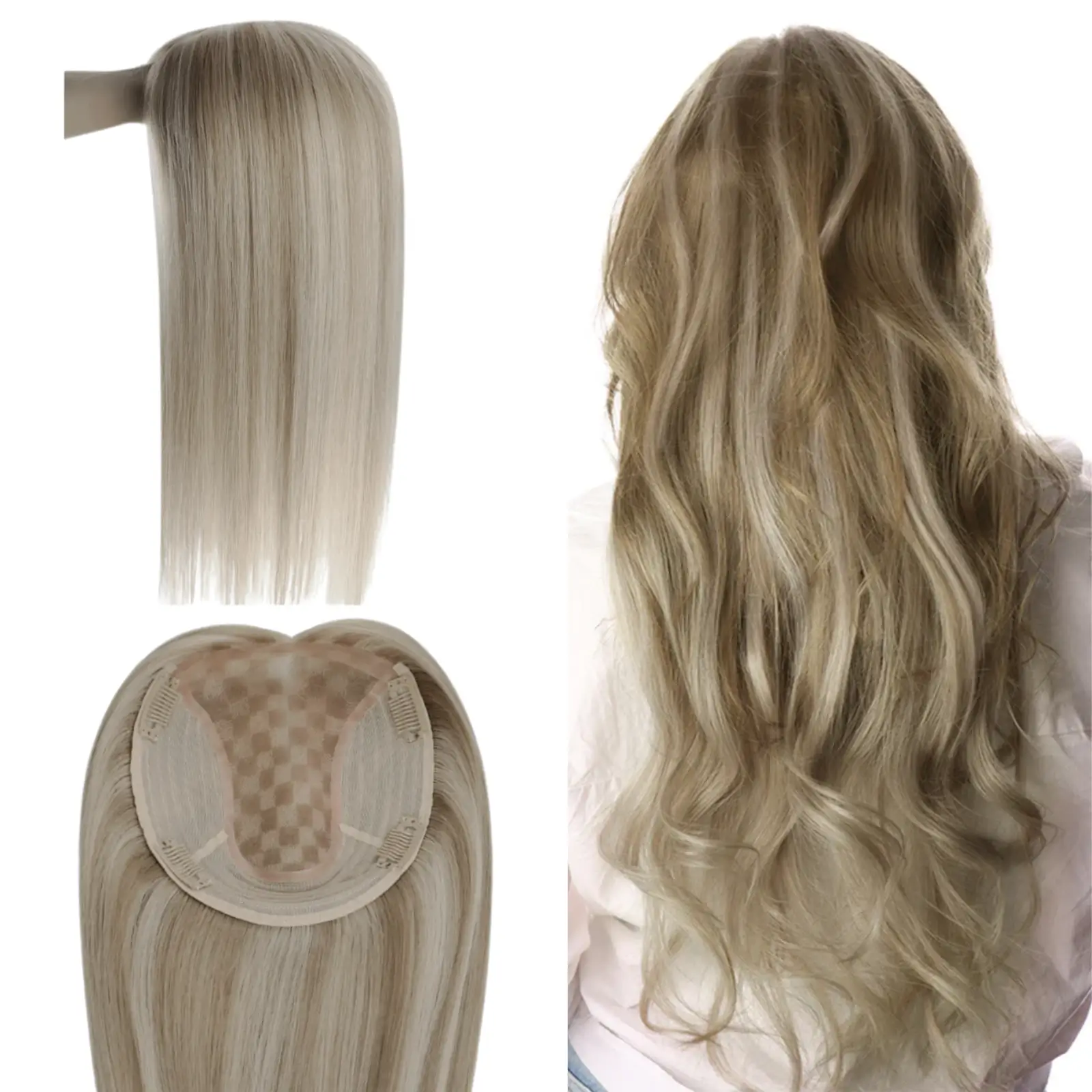 [Pre Order] 6x7 Inches Virgin Human Hair Toppers Mono Base Blonde Low…