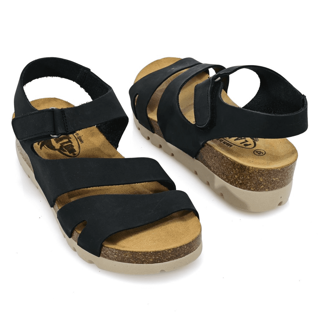 S474411-00003-13401 Plakton Comodoro Leather Wedge Sandals - Image 1
